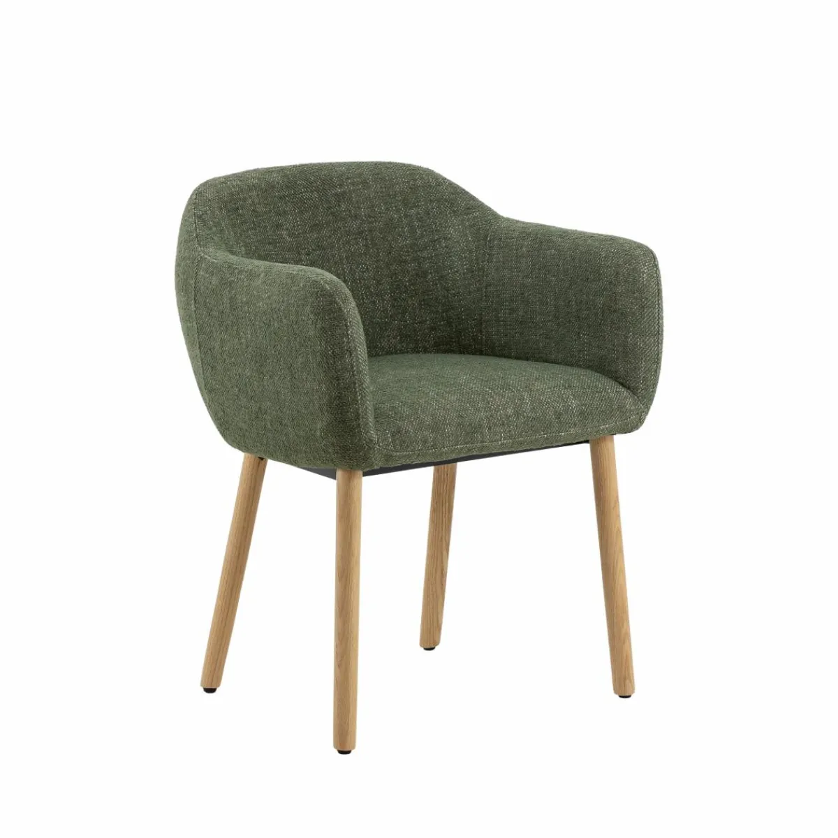 Made in Meubles Chaise en tissu vert et pieds en bois Solène (lot de 2)