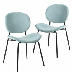 Made in Meubles Chaise en velours bleu turquoise Sohane (lot de 2)