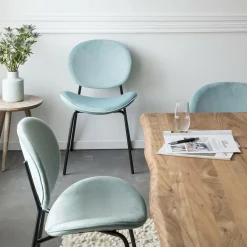 Made in Meubles Chaise en velours bleu turquoise Sohane (lot de 2)