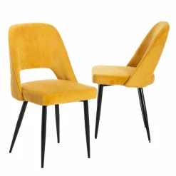 Made in Meubles Chaise en velours moutarde Rumba (lot de 2)