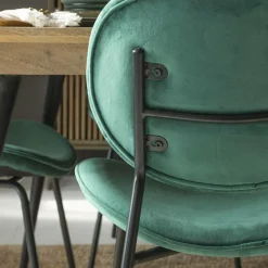 Made in Meubles Chaise en velours vert émeraude Sohane (lot de 2)