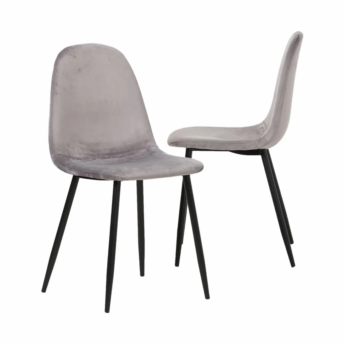 Made in Meubles Chaise scandinave en velours gris Copenhague (lot de 2)