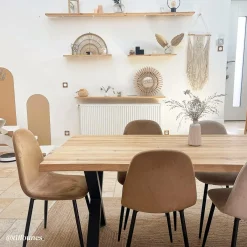 Made in Meubles Chaise scandinave en velours marron café Copenhague (lot de 2)