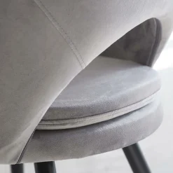 Made in Meubles Chaise style fauteuil en velours gris souris Elouan (lot de 2)