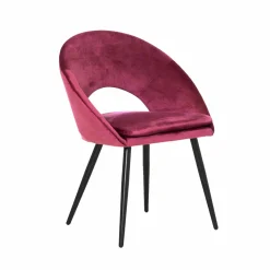 Made in Meubles Chaise style fauteuil en velours rose framboise Elouan (lot de 2)