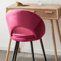 Made in Meubles Chaise style fauteuil en velours rose framboise Elouan (lot de 2)