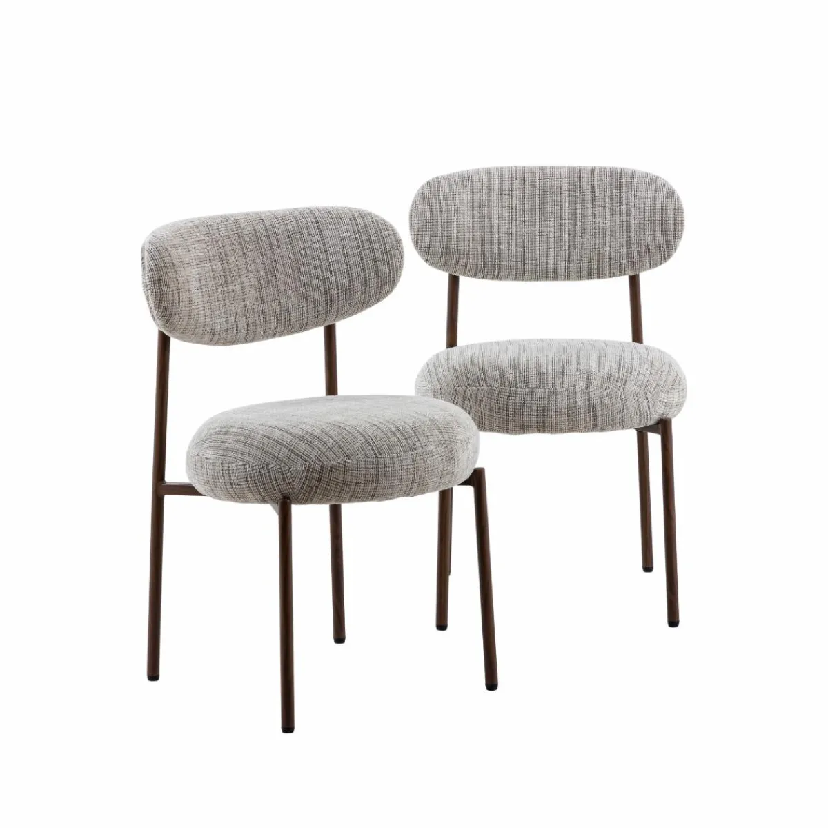 Made in Meubles Chaise tissu écru chiné taupe pieds métal effet bois Janis (lot de 2)
