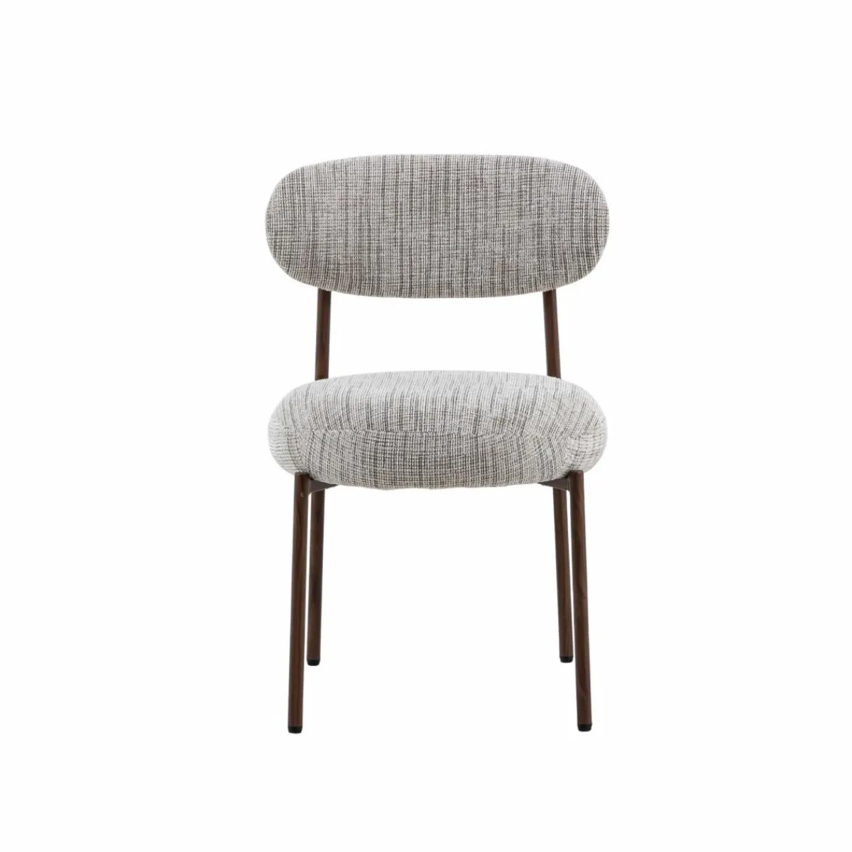 Made in Meubles Chaise tissu écru chiné taupe pieds métal effet bois Janis (lot de 2)
