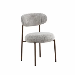 Made in Meubles Chaise tissu écru chiné taupe pieds métal effet bois Janis (lot de 2)