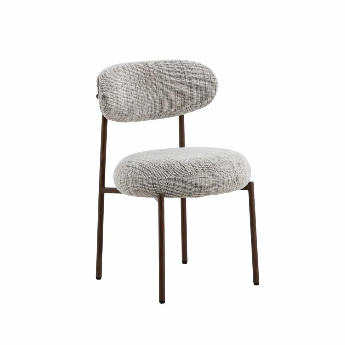 Made in Meubles Chaise tissu écru chiné taupe pieds métal effet bois Janis (lot de 2)