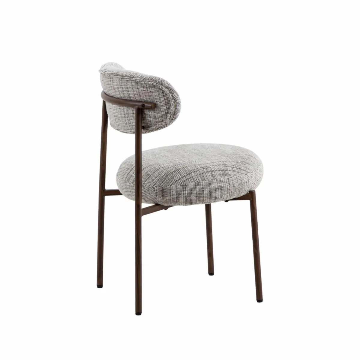 Made in Meubles Chaise tissu écru chiné taupe pieds métal effet bois Janis (lot de 2)