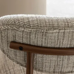 Made in Meubles Chaise tissu écru chiné taupe pieds métal effet bois Janis (lot de 2)