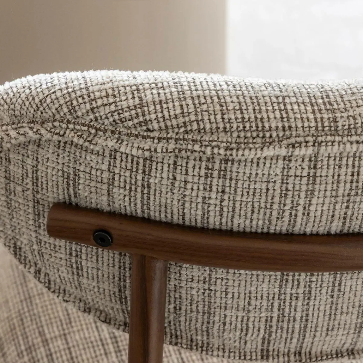 Made in Meubles Chaise tissu écru chiné taupe pieds métal effet bois Janis (lot de 2)