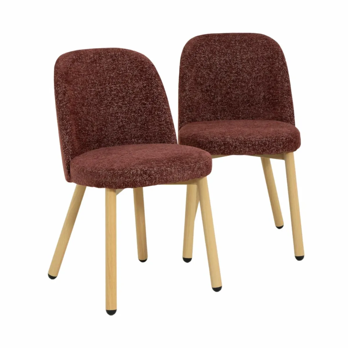Made in Meubles Chaise tissu terracotta et pieds en métal effet bois Vilma (lot de 2)