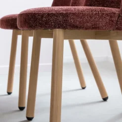 Made in Meubles Chaise tissu terracotta et pieds en métal effet bois Vilma (lot de 2)