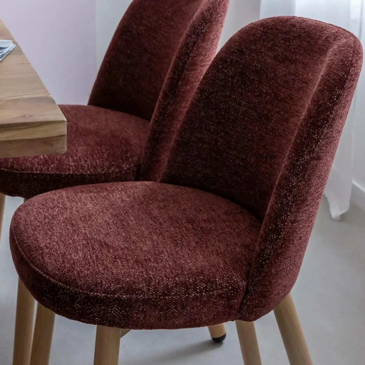 Made in Meubles Chaise tissu terracotta et pieds en métal effet bois Vilma (lot de 2)