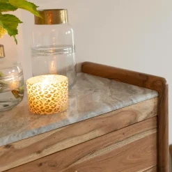 Made in Meubles Chiffonnier en marbre et bois d'acacia Calix
