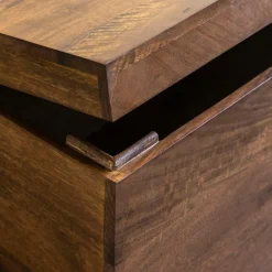 Made in Meubles Coffre banc en bois de manguier foncé Babeth