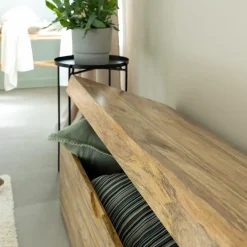 Made in Meubles Coffre banc en bois de manguier clair Babeth
