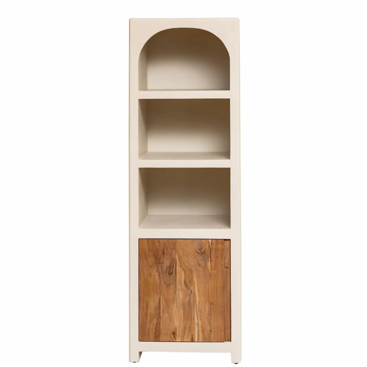 Made in Meubles Colonne de salle de bain en bois effet béton et bois d'acacia Dalva