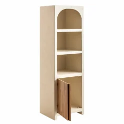 Made in Meubles Colonne de salle de bain en bois effet béton et bois d'acacia Dalva