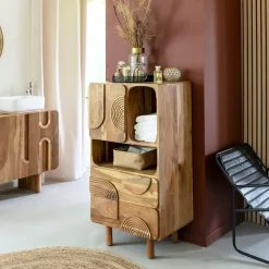 Made in Meubles Colonne de salle de bain en bois d'acacia Tilio
