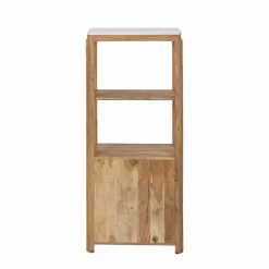 Made in Meubles Colonne en bois d'acacia et marbre Emyr