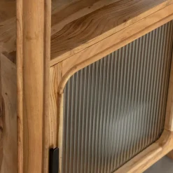 Made in Meubles Colonne en bois d'acacia et marbre Emyr