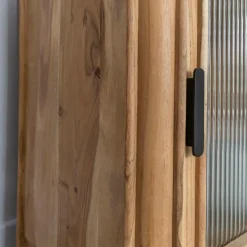 Made in Meubles Colonne en bois d'acacia et marbre Emyr