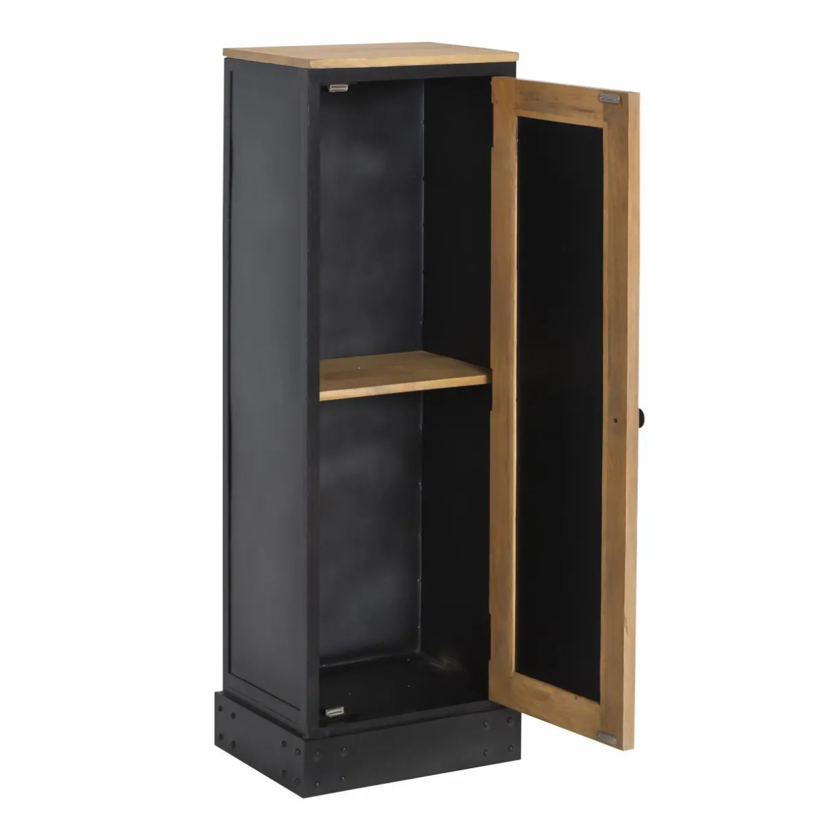Made in Meubles Colonne en bois de manguier et cannage Ezra