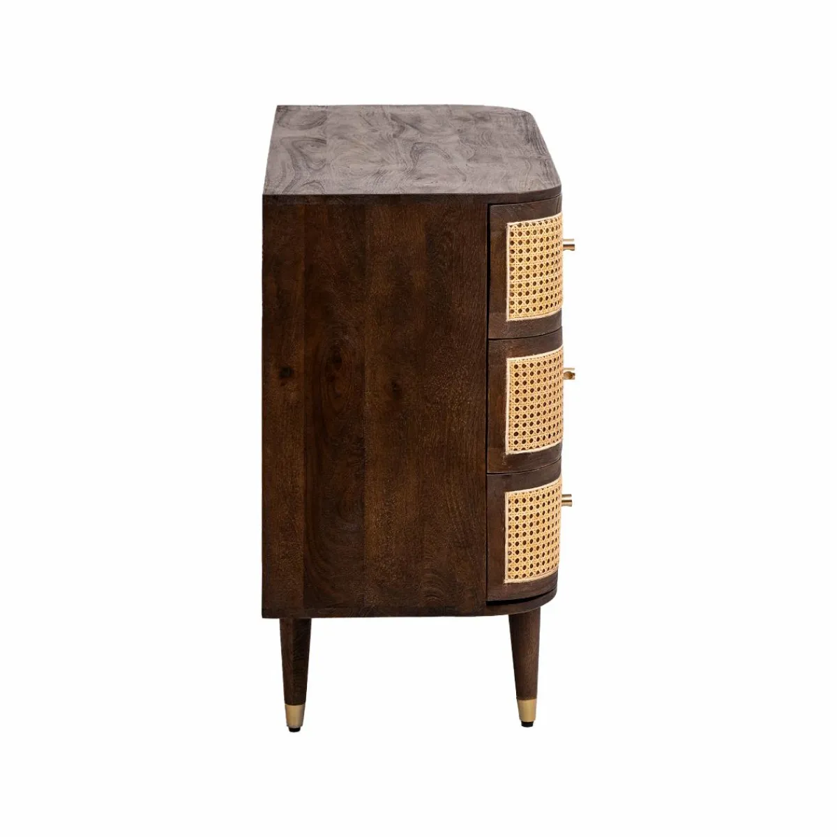 Made in Meubles Commode 4 tiroirs en bois de manguier et cannage Soren
