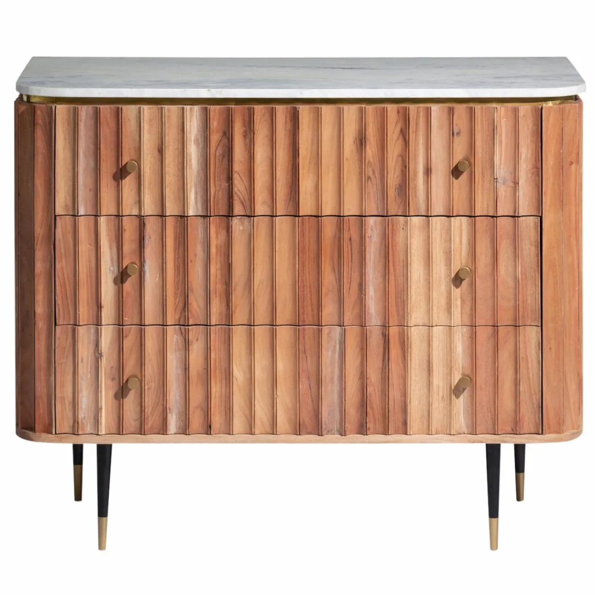 Made in Meubles Commode en bois d'acacia et marbre blanc Judith