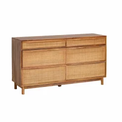Made in Meubles Commode en bois de manguier et cannage Rim