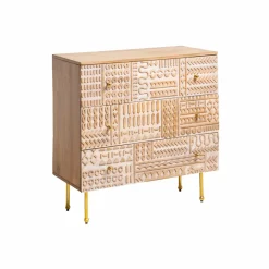 Made in Meubles Commode en bois de manguier sculpté Léopold