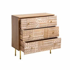 Made in Meubles Commode en bois de manguier sculpté Léopold