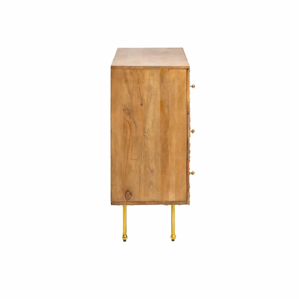 Made in Meubles Commode en bois de manguier sculpté Léopold