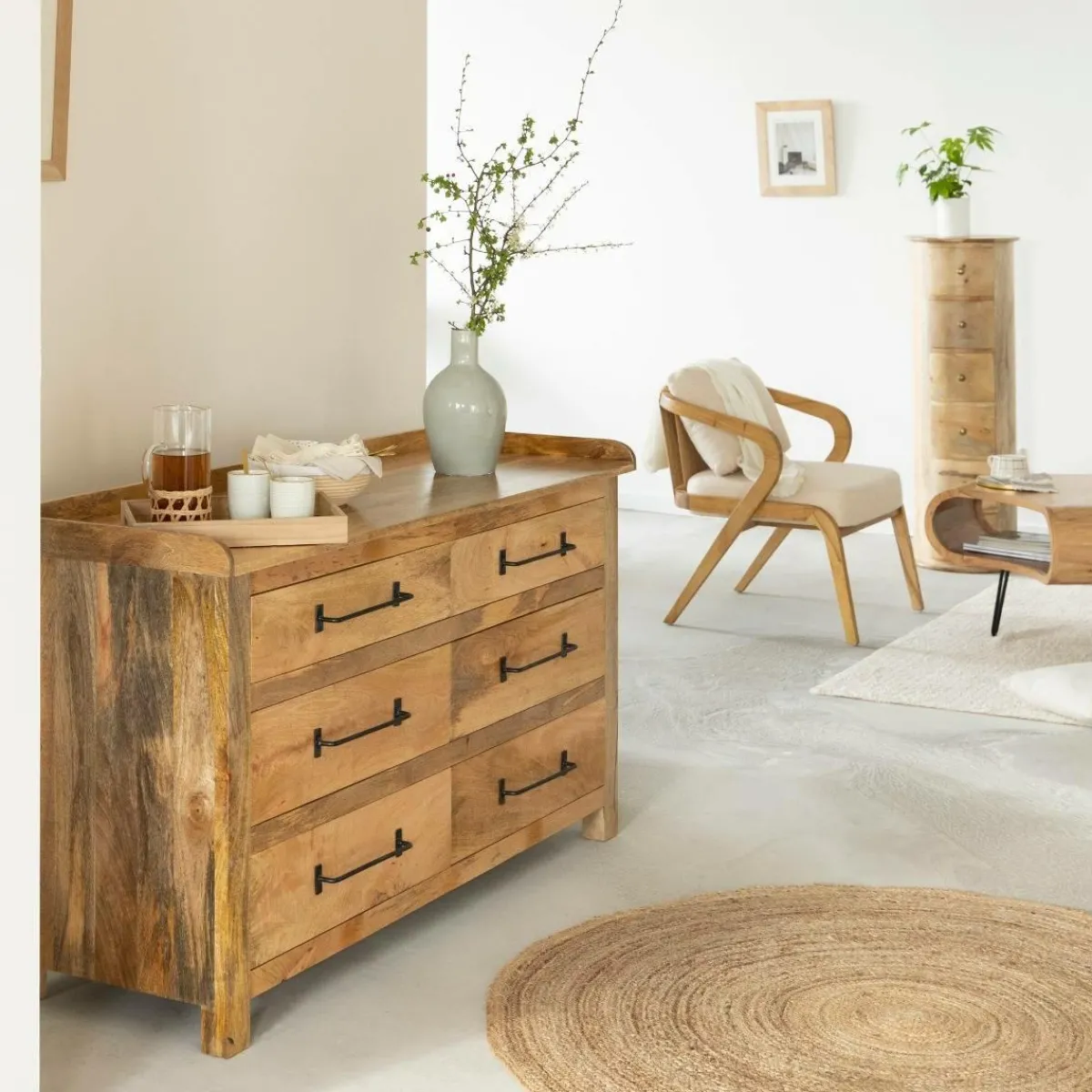 Made in Meubles Commode en bois de manguier 6 tiroirs Dolly