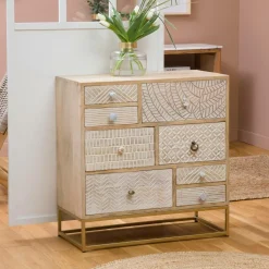 Made in Meubles Commode en bois de manguier et métal Vic