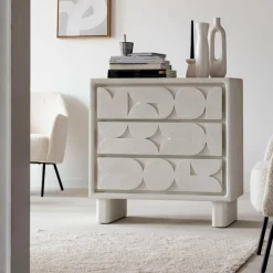 Made in Meubles Commode en bois effet béton blanc Danaé