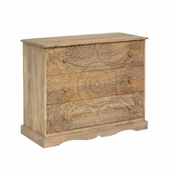 Made in Meubles Commode sculpté en bois de manguier Adonie