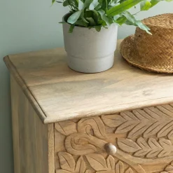 Made in Meubles Commode sculpté en bois de manguier Adonie