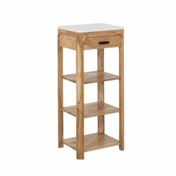 Made in Meubles Console avec tiroir en bois d'acacia et marbre Emyr