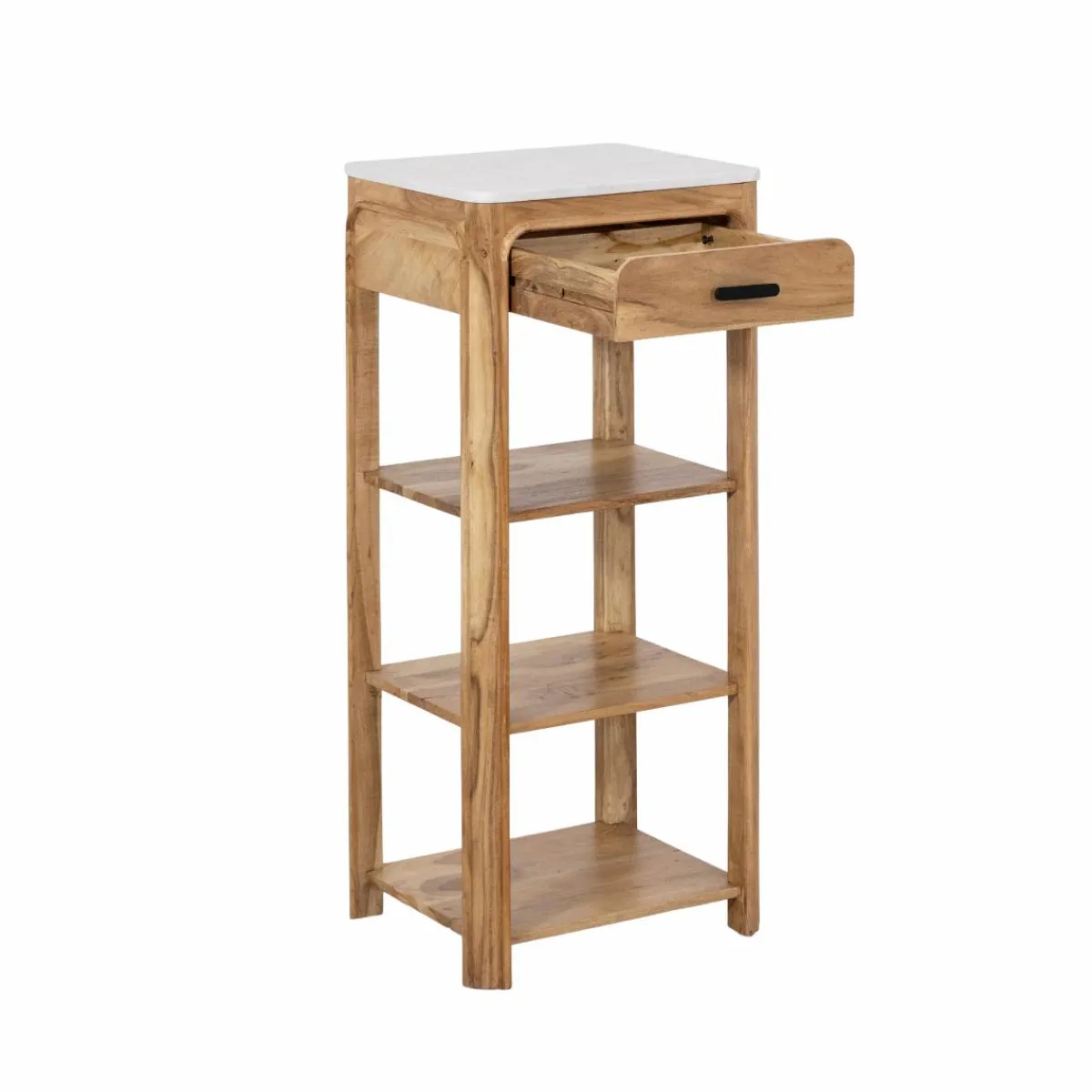 Made in Meubles Console avec tiroir en bois d'acacia et marbre Emyr