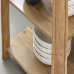 Made in Meubles Console avec tiroir en bois d'acacia et marbre Emyr