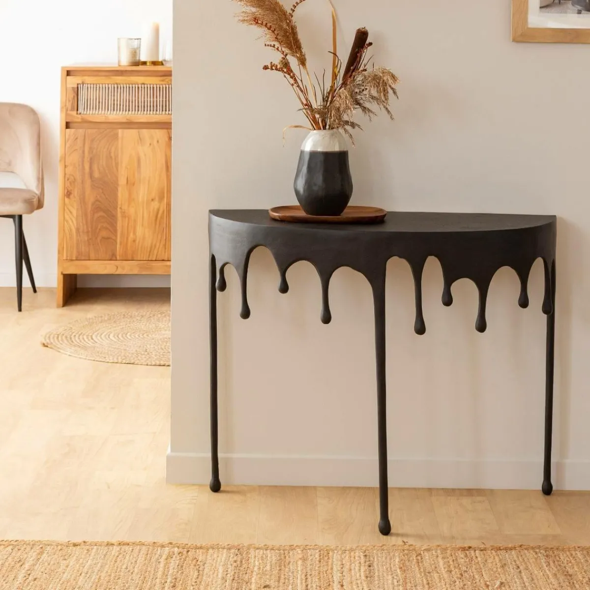 Made in Meubles Console en aluminium noir Calypso