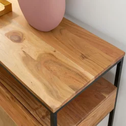 Made in Meubles Console en bois d'acacia et métal Etienne