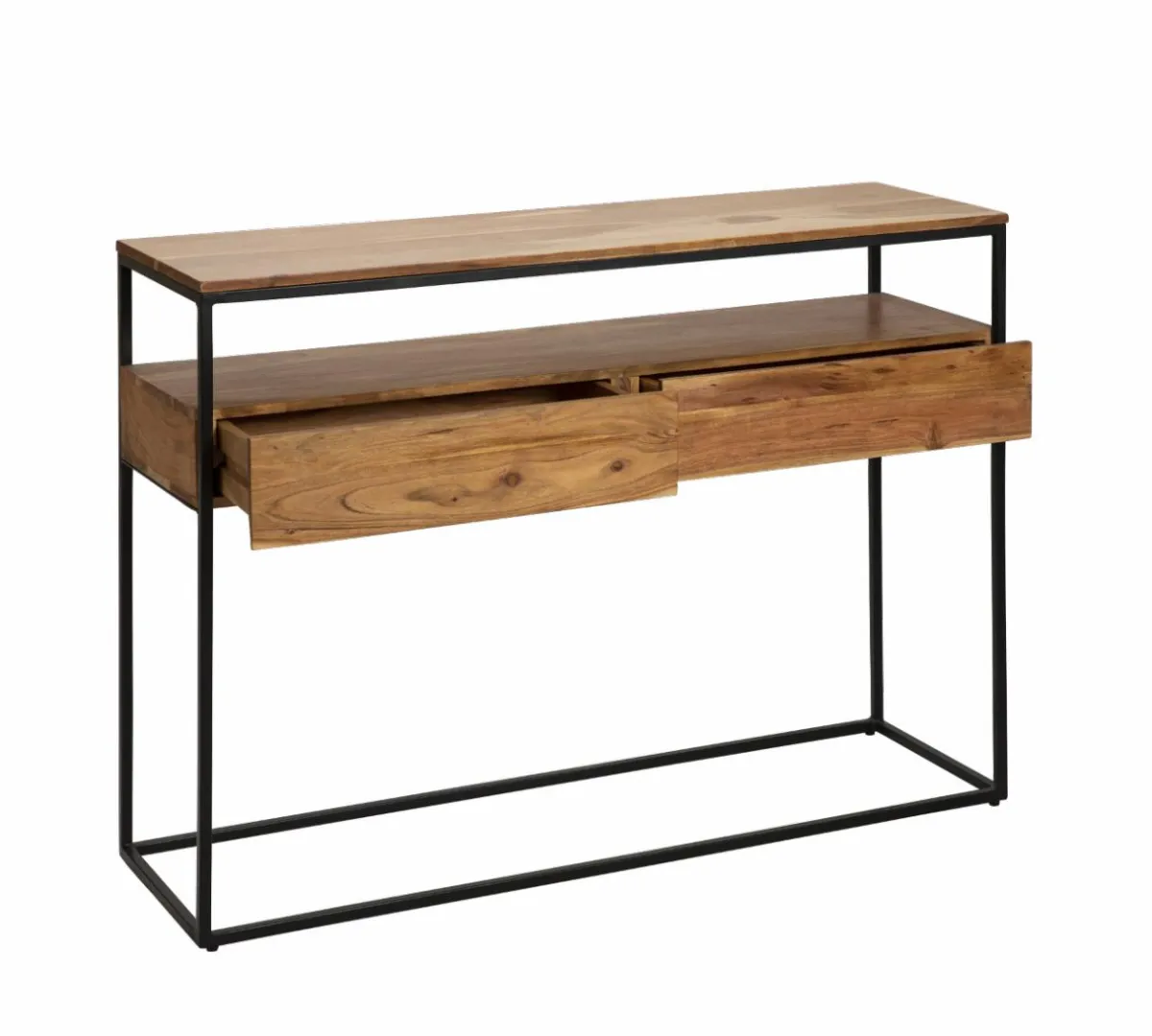 Made in Meubles Console en bois d'acacia et métal Etienne