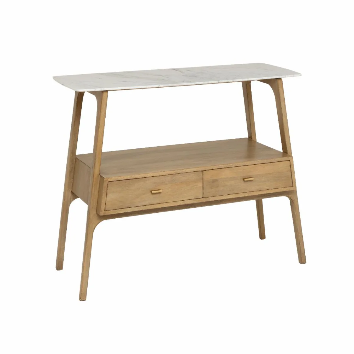 Made in Meubles Console en bois de manguier et marbre Hari