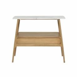 Made in Meubles Console en bois de manguier et marbre Hari