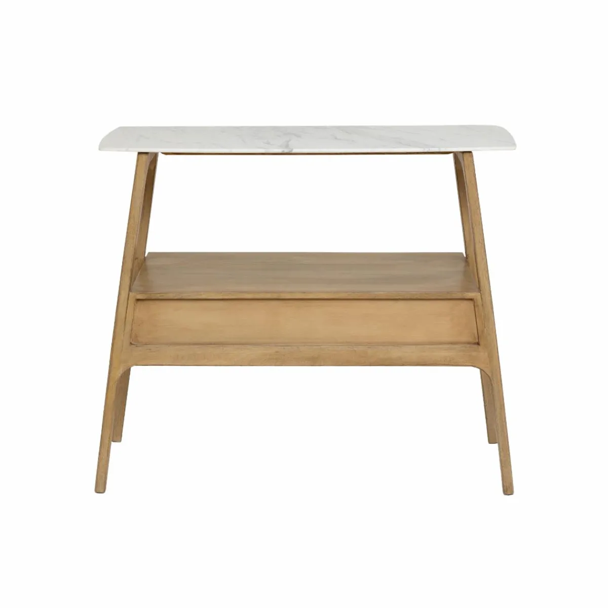 Made in Meubles Console en bois de manguier et marbre Hari